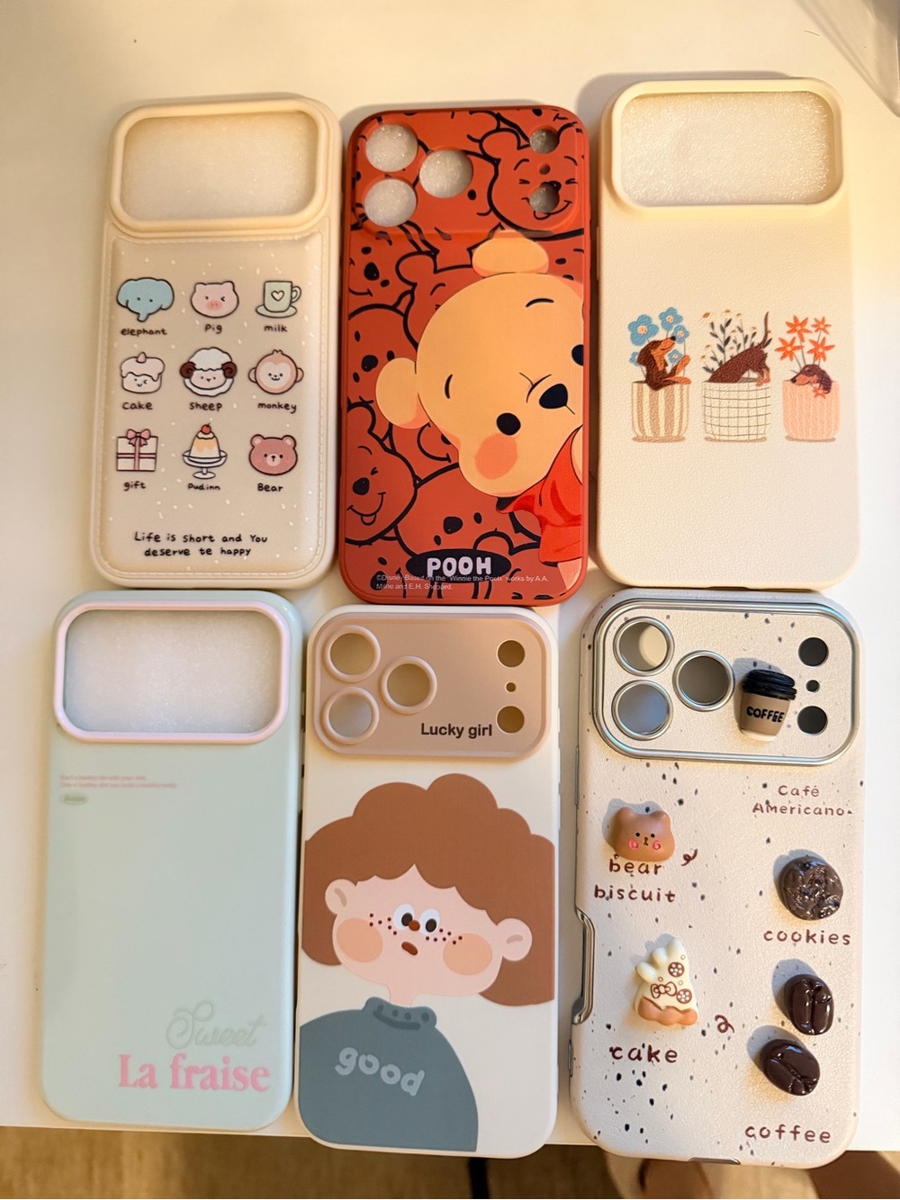 Iphone 17 Pro Max Cute Pooh & Character Camera Phone Case bundle